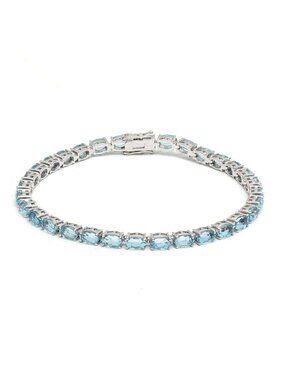 Blue Topaz 14K (Custom) White Gold Tennis Bracelet